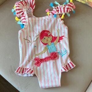 Pink Striped Mermaid Swimsuit